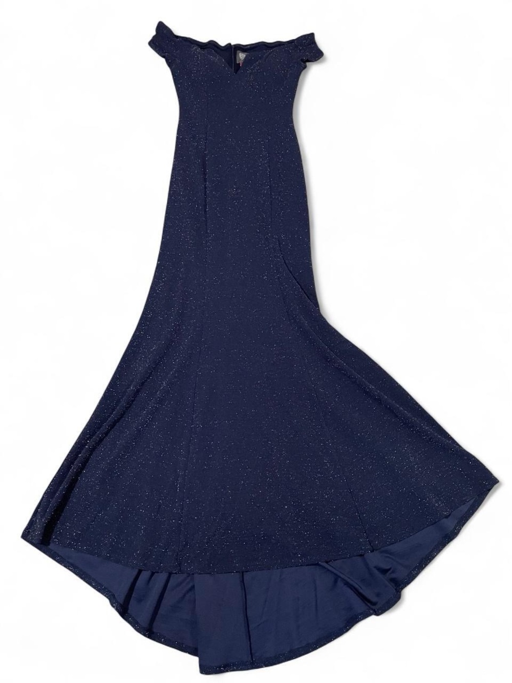 Vince Camuto Navy Sparkle Off-Shoulder Maxi Skirt